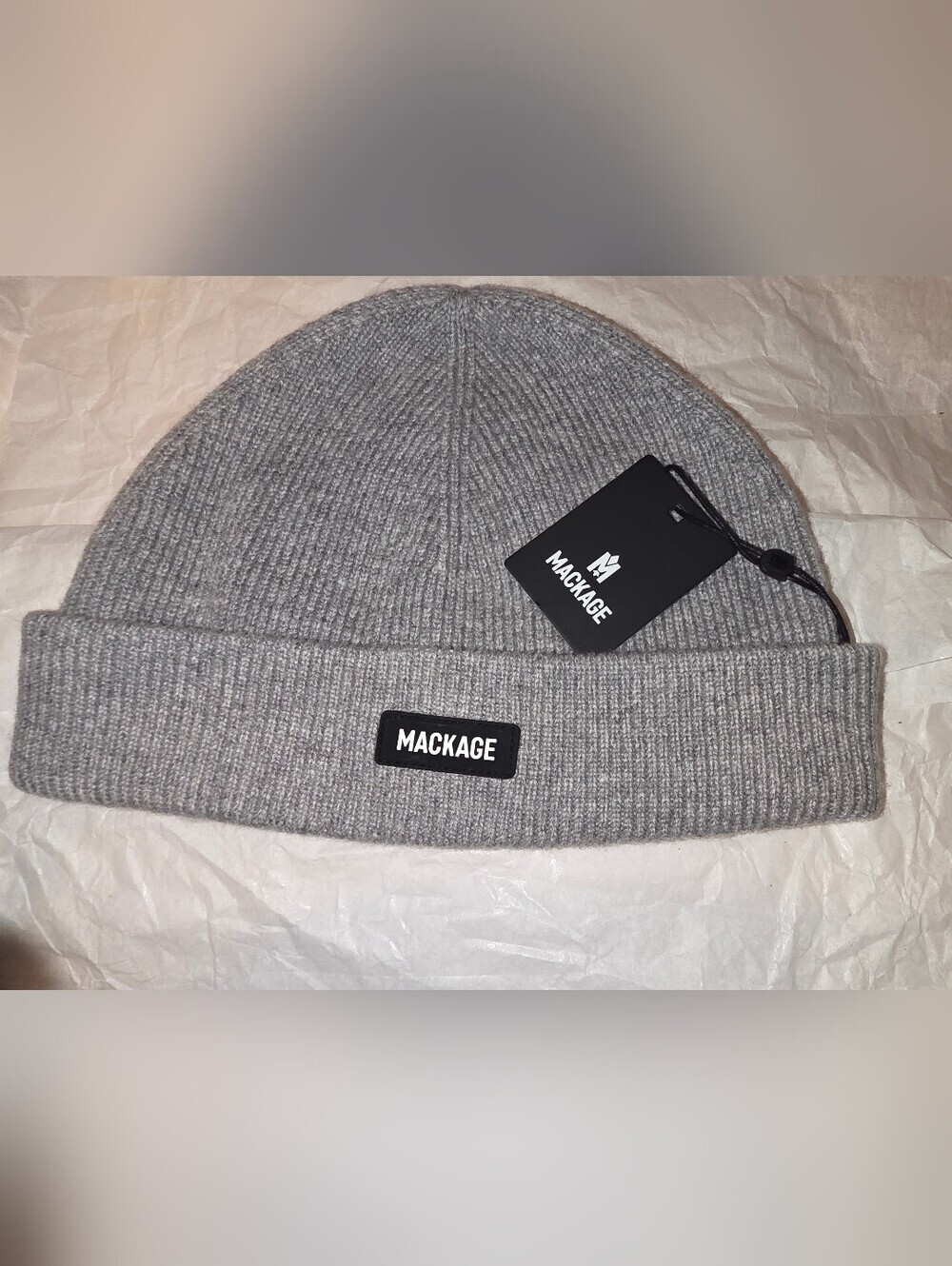 NWT- Unisex Mackage Ribbed Beanie - Gray - Picture 1 of 15